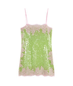 Women's green night out lace trim dresses, sequined for elegant events