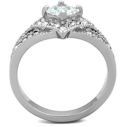 Elegant no plating durable steel ring featuring a sparkling center stone and intricate detailing