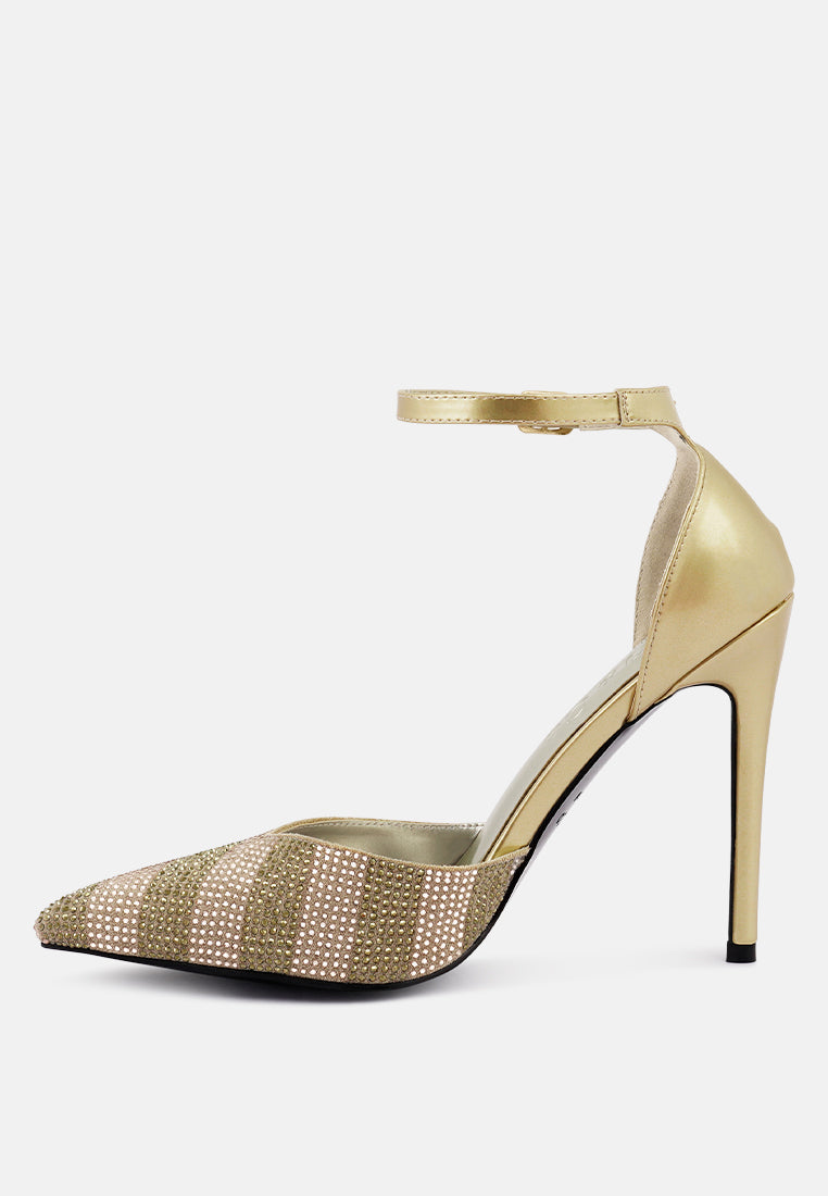 Nobles Rhinestone Patterned Stiletto Sandals