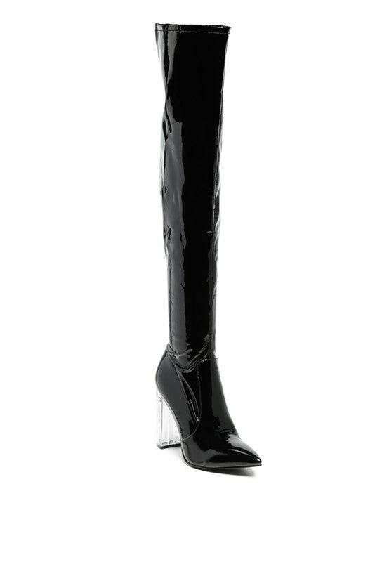 Women's Shoes - Boots Noire Thigh High Long Boots In Patent Pu