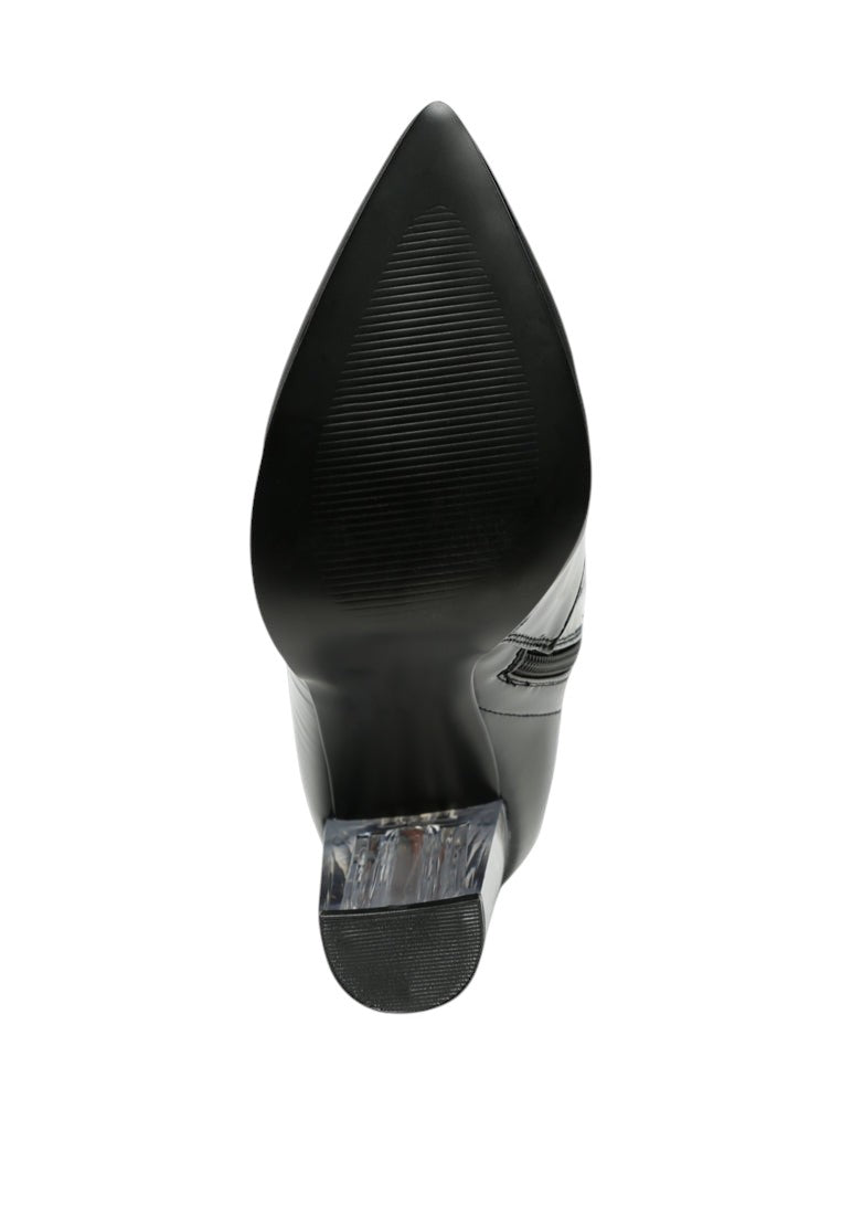 Noire Cuissardes Longues En Pu Verni
