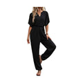 Notched Half Sleeve Straight Jumpsuit - VacationGrabs