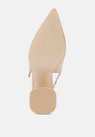 Bottom view of London Rag International nougat flared heel sandals with a sleek design