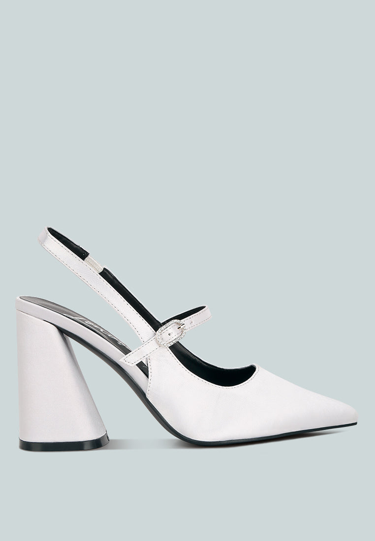 Women's nougat flared heel sandals with slingback design and stylish pointed toe from London Rag International