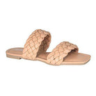 Let's See Style Nude Sandals for Women with Braided Upper and Comfortable Flat Sole