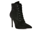 Rag Company nude sparkly lace up booties with high heels and a pointed toe design