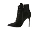 Rag Company nude sparkly lace up booties with stylish stiletto heel and side zipper for a chic look