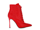 Stylish Rag Company nude sparkly lace up booties with a high heel for a glamorous look