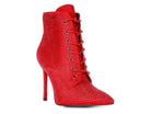 Stylish nude sparkly lace up booties with high heels and decorative studs for a chic look