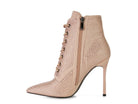 Rag Company nude sparkly lace up booties with pointed toe and elegant design for stylish outings