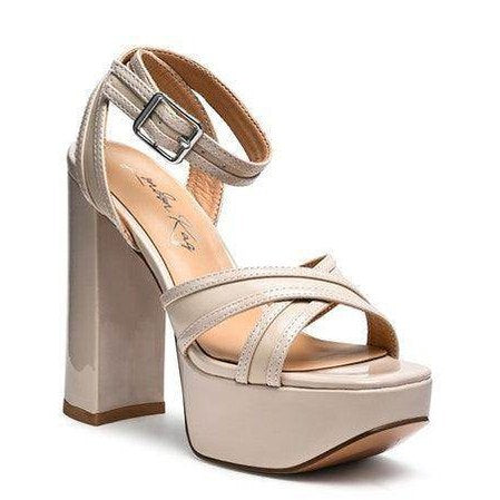 Rag Company Nyle heeled sandals in nude with a stylish block heel and adjustable ankle strap