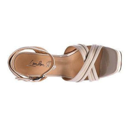 Elegant Nyle heeled sandals in beige with crisscross straps for stylish women's footwear