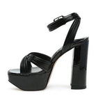 Stylish black Nyle heeled sandals with a chunky heel and ankle strap for women's fashion