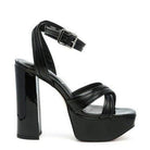 Rag Company Nyle heeled sandals in black with a chunky heel and adjustable ankle strap