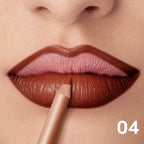 Nyx nude truffle lip liner applied on lips for a perfect finish