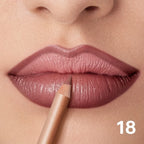 NYX nude truffle lip liner applied on lips for a perfect finish