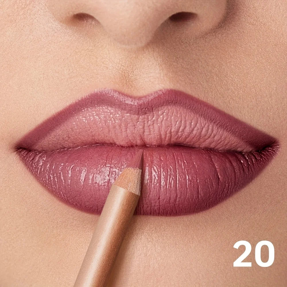 NYX nude truffle lip liner applied on lips for a natural look
