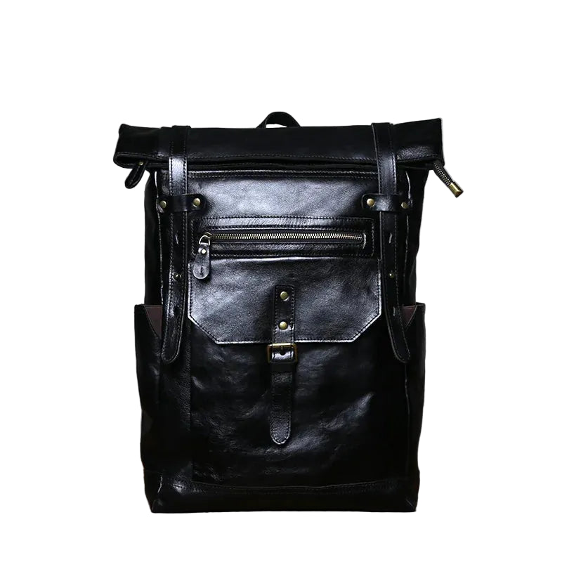 Black leather backpack with quality leather protection for daily use