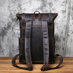 Brown leather backpack with quality leather protection for daily use