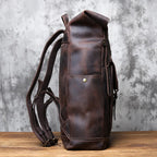 Brown leather backpack with quality leather protection for travel