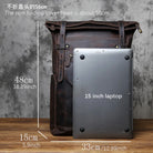 Brown leather backpack with quality leather protection for laptops
