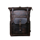 Brown leather backpack with quality leather protection for travel