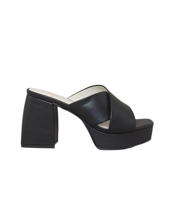 Oasis Society black platform mule sandals with stylish block heels for women's casual or formal wear