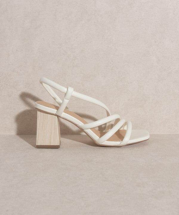 Oasis Society stylish vacation sandals with strappy design and block heels in white