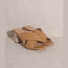 Oasis Society Women's Summer Vacation Sandals with Cross-Strap Design and Block Heel