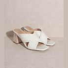Oasis Society Women's Summer Vacation Sandals with Cross-Strap Design and Chunky Heel