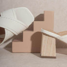 Elegant white Oasis Society summer vacation sandals with stylish block heels for casual outings