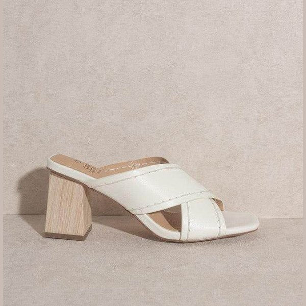 Oasis Society Women's Summer Vacation Sandals with Stylish Block Heels and Cross-Strap Design