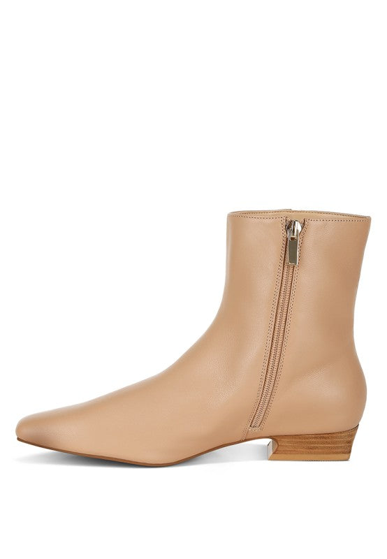 Stylish beige Rag Company Obita leather boots for vacation with a convenient side zipper