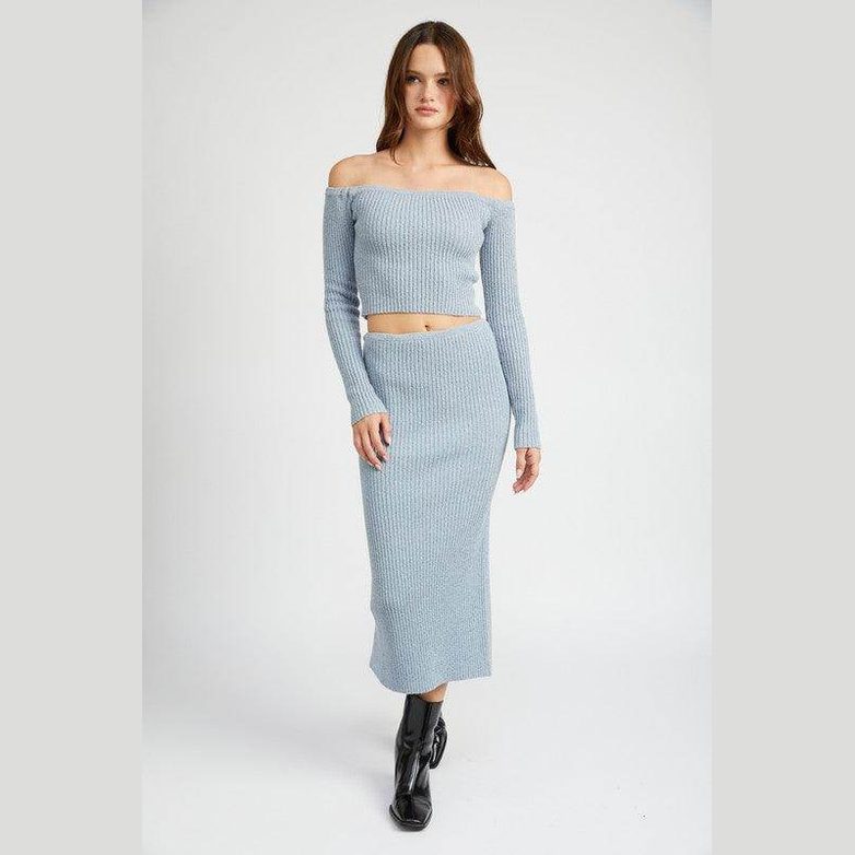 Off Shoulder Long Sleeve Knit Top - VacationGrabs