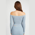 Off Shoulder Long Sleeve Knit Top - VacationGrabs