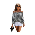 Women's off shoulder striped blouse from VacationGrabs, perfect for summer outings with a relaxed style