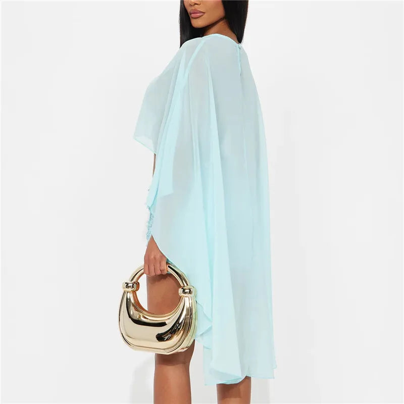 Women's off the shoulder cropped blouse in light blue, perfect for summer outings