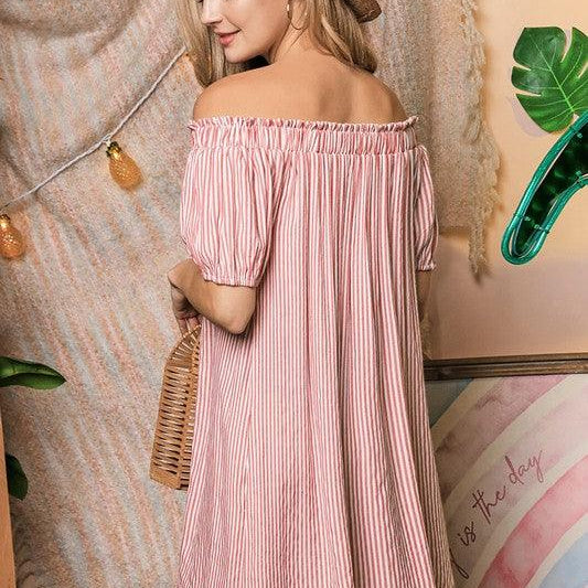 Women's Dresses Off The Shoulder Dress With Cf Button Detail