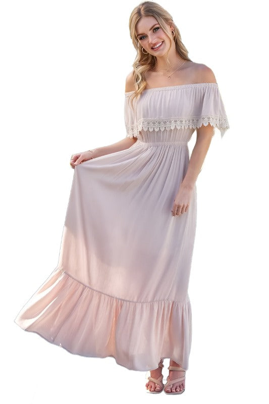 Off the shoulder 2025 flowy maxi dress