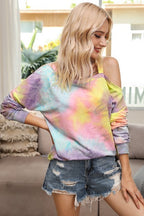 Women's tie-dye off the shoulder top, soft fabric, casual wear