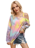 Women's Off the Shoulder Top - Tie-Dye Sweatshirt