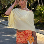 Women's yellow off the shoulder top, lightweight for summer outings