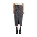 Emory Park Office Ready Midi Skirt in gray with pinstripes and a front slit for a chic office look
