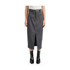 Emory Park Office Ready Midi Skirt in gray with pinstripes and a front slit for a chic office look