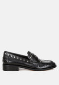 Oglavia Studs Embellished Leather Loafers