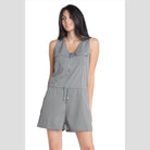 Olive sleeveless romper by Ivory Felix featuring a zipper and comfortable fit for stylish summer outings
