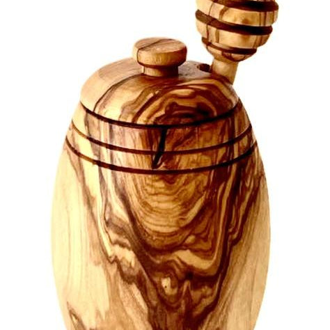 Home Essentials Olive Wood Honey Pot w/Honey Dipper