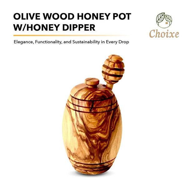 Home Essentials Olive Wood Honey Pot w/Honey Dipper