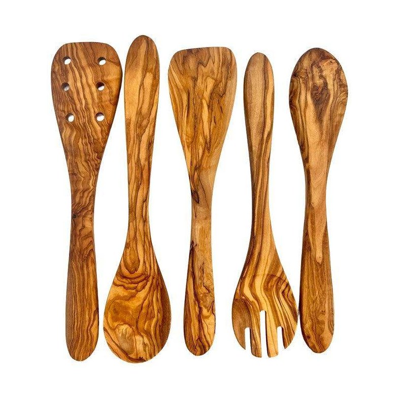 Olive Wood Kitchen Servers Set -5 pcs - VacationGrabs
