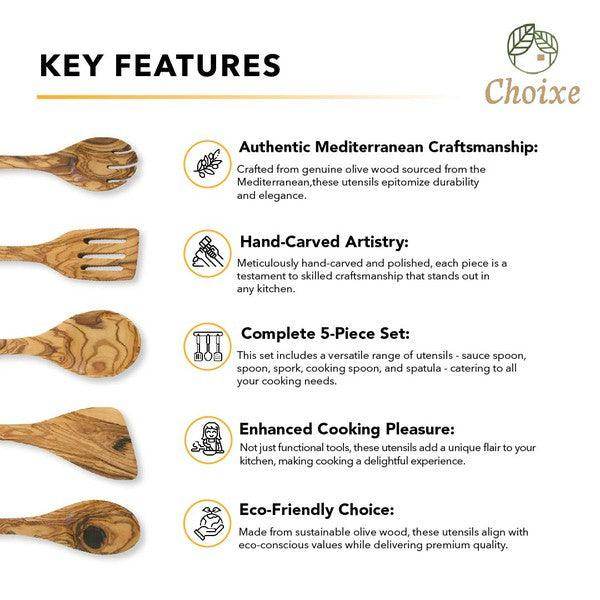 Olive Wood Kitchen Servers Set -5 pcs - VacationGrabs